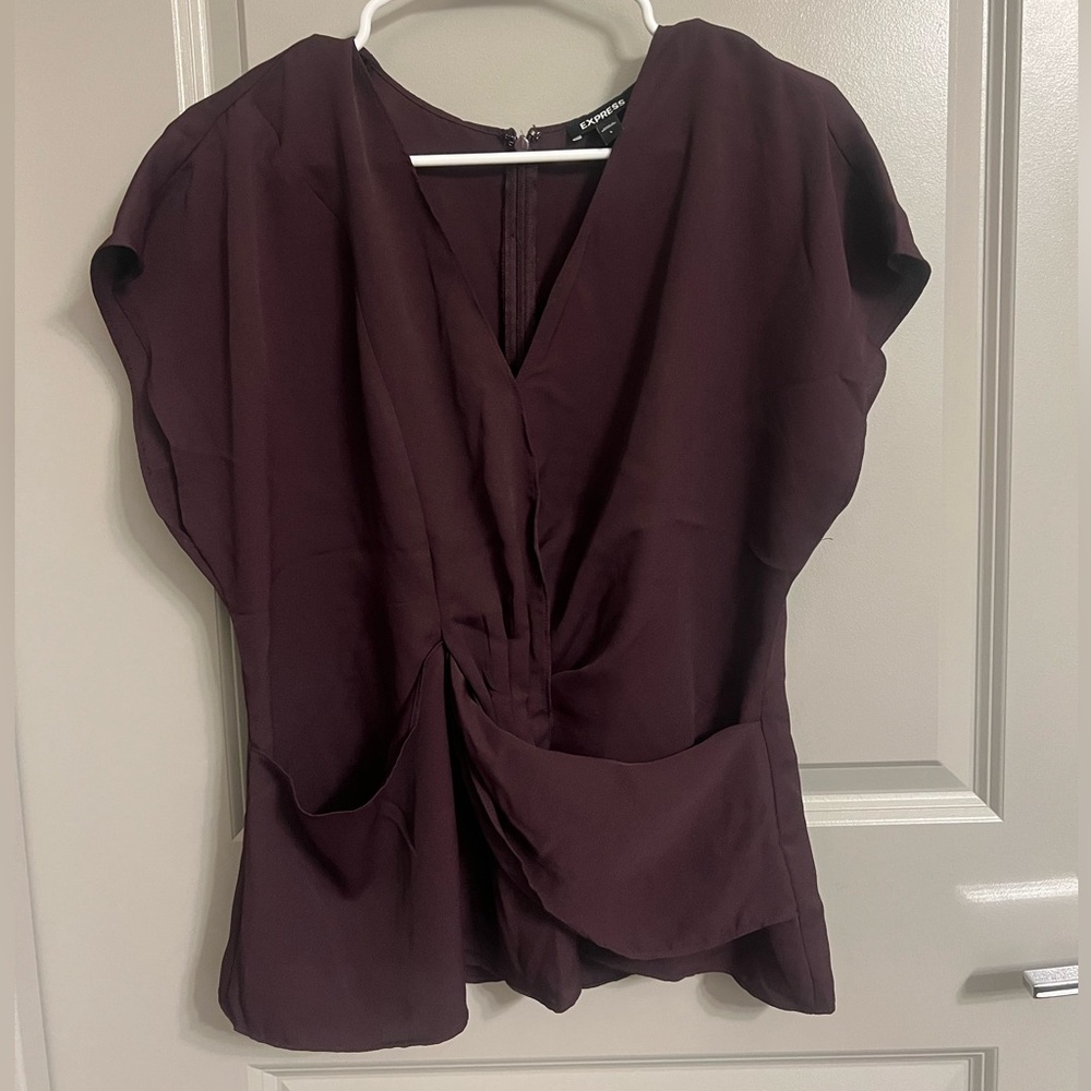 Express Plum Short Sleeve Blouse - Size L